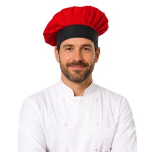 Red & Black Professional Chef Cap